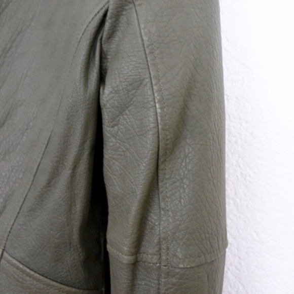 NWT Size S BCBG Green Pebbled Heavy Leather Motorcycle Jacket - Picture 6 of 8